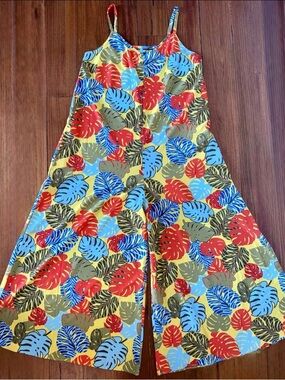 Easel Colorful Leaf Print Jumpsuit